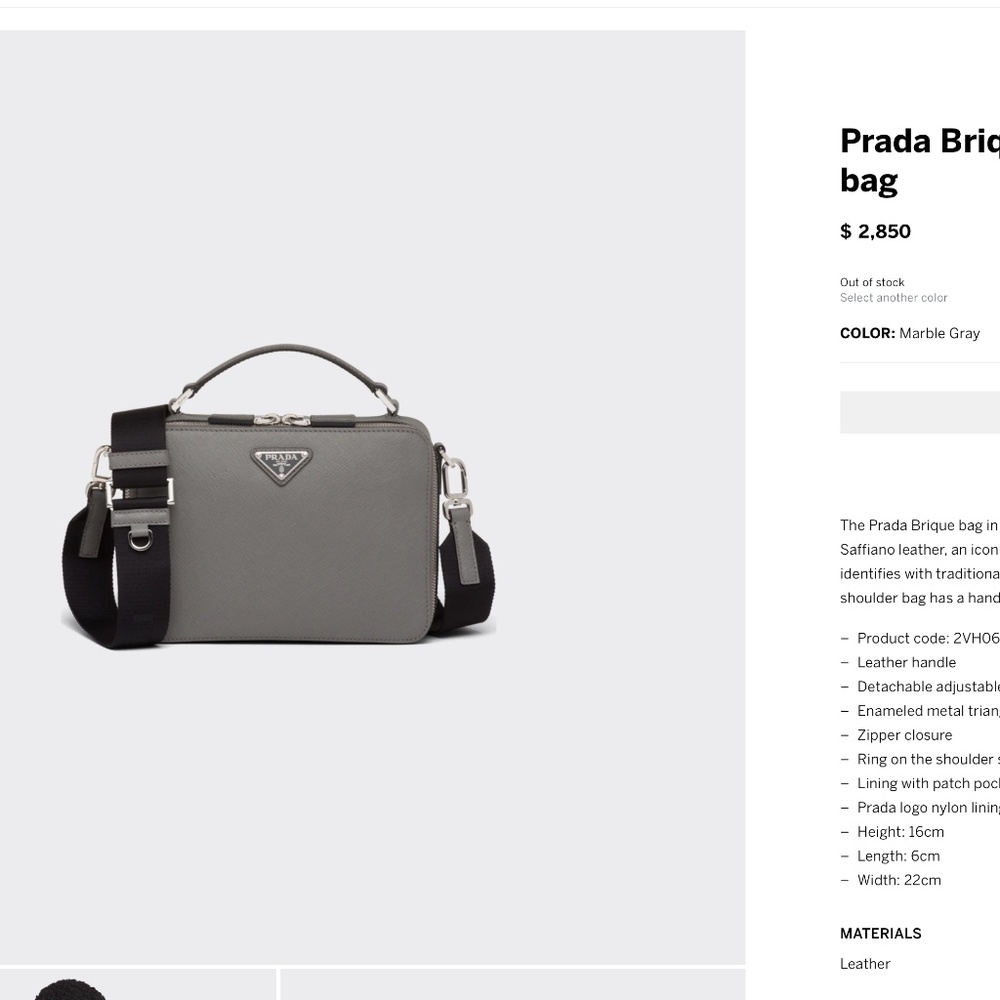 Prada Saffiano Travel Bag - Color Grey
